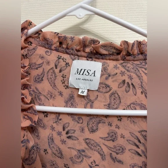 Misa Los Angeles Maria top in pink paisley chiffon women’s size Medium - Picture 3 of 4